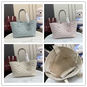 Brand G 855279 GG Marmont Large Tote Bag - White / Light Blue #A60915 Brand G 855279 GG Marmont Large Tote Bag - White / Light Blue #A60915