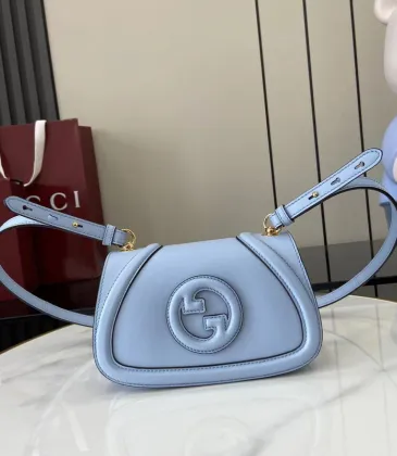 Gucci Light Blue Leather Shoulder Bag With Iconic Interlocking G Logo  #A52731