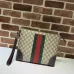 Gucci GG Canvas Web Stripe Clutch 523603 Beige 30.5x24x4.5cm #A62944