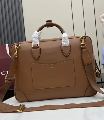 Gucci Brown Leather Briefcase with Dual Handles and Adjustable Strap size:40×30×6cm #A53378