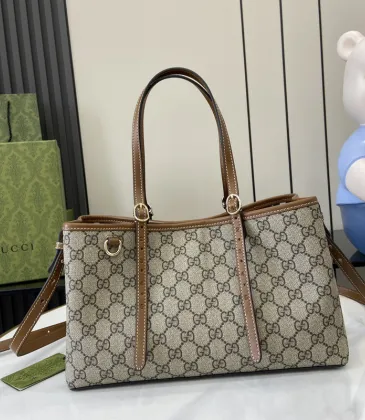 Gucci Signature GG Canvas Tote Bag With Leather Trim Details  #A51001