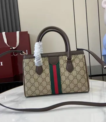 Gucci Vintage - Inspired Top Handle Bag With GG Canvas And Web Stripe size:25×18×10cm #A53745