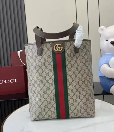 Gucci Tote Bag With Signature GG Canvas Web Stripe And Double G Logo size:30×36×12.5cm #A53843