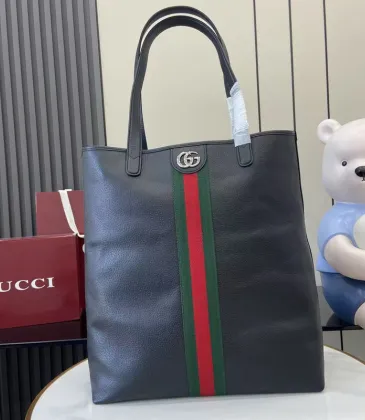 Gucci Black Leather Tote Bag With Signature Web Stripe And GG Logo  size:30×36×12cm #A54121