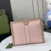 Gucci Pink GG Supreme Canvas Pouch With Web Stripe And Double G Hardware #A52610