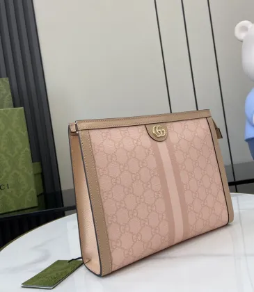 Gucci Pink GG Supreme Canvas Pouch With Web Stripe And Double G Hardware #A52610