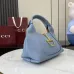 Gucci Light Blue Leather Handbag With Signature Gold Horsebit Accent #A52732