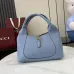 Gucci Light Blue Leather Handbag With Signature Gold Horsebit Accent #A52732