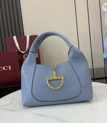 Gucci Light Blue Leather Handbag With Signature Gold Horsebit Accent #A52732