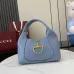 Gucci Light Blue Leather Handbag With Signature Gold Horsebit Accent #A52732