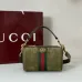 Gucci Vintage-Inspired Olive Green Canvas Crossbody Bag with Red-Green Web Stripe &amp; Gold Hardware #A56004
