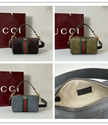 Gucci Vintage-Inspired Olive Green Canvas Crossbody Bag with Red-Green Web Stripe &amp; Gold Hardware #A56004