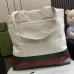 Gucci Embroidered Canvas Tote Bag With Web Stripe And Italian Craftsmanship #A52611