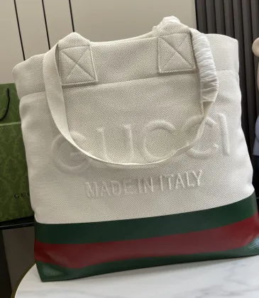 Gucci Embroidered Canvas Tote Bag With Web Stripe And Italian Craftsmanship #A52611