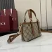 Gucci-Inspired Mini Top Handle Bag - Beige &amp; Ebony Canvas Crossbody Bag #A60244