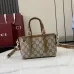 Gucci-Inspired Mini Top Handle Bag - Beige &amp; Ebony Canvas Crossbody Bag #A60244