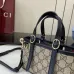 Gucci-Inspired Mini Top Handle Bag - Beige &amp; Ebony Canvas Crossbody Bag #A60244