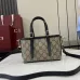 Gucci-Inspired Mini Top Handle Bag - Beige &amp; Ebony Canvas Crossbody Bag #A60244