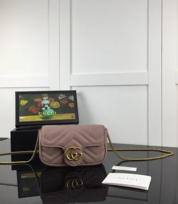 Gucci Marmont Mini Bag In Pink Quilted Leather With Gold Double G Hardware #A50717