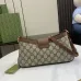 Gucci GG Monogram Canvas Shoulder Bags With Color - Block Leather Accents size:27×14×6cm #A53672