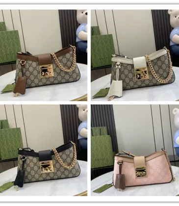Gucci GG Monogram Canvas Shoulder Bags With Color - Block Leather Accents size:27×14×6cm #A53672