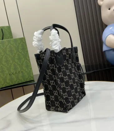 Gucci GG Denim Mini Tote Bag With Leather Handles And Adjustable Crossbody Strap #A50424