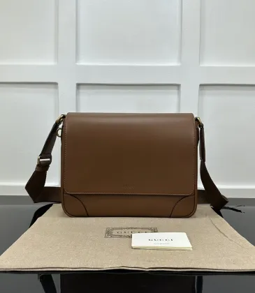 Gucci 821154 Brown Full Leather Messenger Bag, Premium Quality, 29x23x7.5cm #A61845