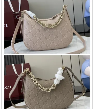 Gucci Embossed GG Shoulder Bags In Dual Neutral Tones With Chain Straps size:25.5×20×5cm #A53841
