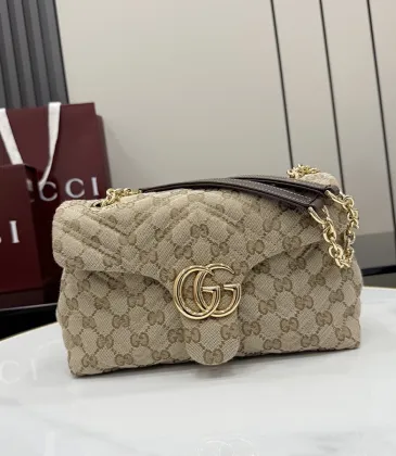 Gucci GG Marmont Quilted Canvas Chain Bag, 23 x 17 x 9 cm #A63210