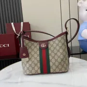 Gucci Inspired GG Monogram Shoulder Bag with Web Stripe & Leather Accents size:23×21×12cm #A53846
