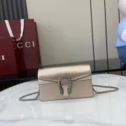 Gucci Metallic Leather Dionysus Chain Shoulder Bag With Crystal - Embellished Buckle size:16.5×10×4.5cm #A53840