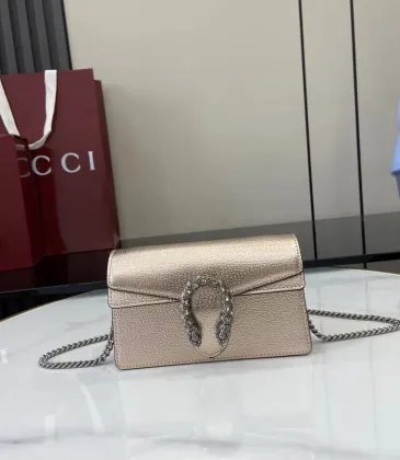 Gucci Metallic Leather Dionysus Chain Shoulder Bag With Crystal - Embellished Buckle size:16.5×10×4.5cm #A53840