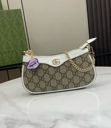 Gucci GG Supreme Canvas Mini Shoulder Bag With Leather Trim And Playful Lip Charm  #A50422