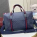 Gucci Navy Blue GG Supreme Canvas Duffle Bag with Red-Blue Web Stripes and Leather Accents 799871 #A58350