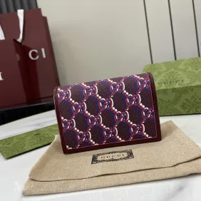 Brand G 795044 GG Pattern Compact Wallet in Red PVC 10x7x3cm #A61865