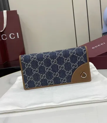 Gucci 821802 GG Denim Leather Trim Bi-fold Long Wallet Snap Card Holder Purse #A65973 Gucci 821802 GG Denim Leather Trim Bi-fold Long Wallet Snap Card Holder Purse #A65973