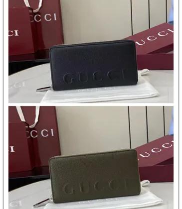 Gucci 835120 Green Grained Leather Zip-Around Wallet 19x10x2cm #A61870