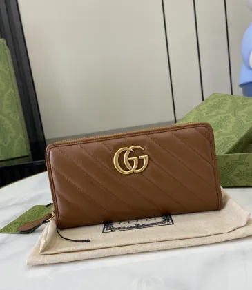 Gucci Quilted Leather Zip Around Wallet With Iconic Double G Hardware #A52725