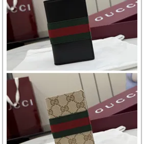 Brand G GG Supreme Web Bi-Fold Card Holder Wallet 7.5×12cm #A65029