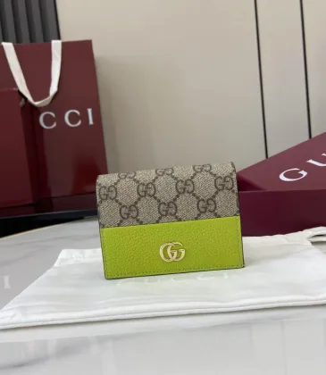 Gucci Beige GG Supreme And Neon Green Leather Bi Fold Wallet With GG Logo size:11×8×3cm #A54117