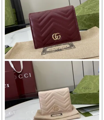 Gucci Quilted Leather Wallets With Double G Hardware In Burgundy And Beige #A52608