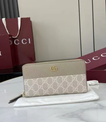 Gucci Zip-Around Wallet with GG Canvas &amp; Beige Leather Trim, Gold Double G Hardware, Stylish &amp; Spacious for Daily Essentials #A56009