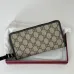 Gucci Zip-Around Wallet with Signature GG Canvas, Orange Trim &amp; Detachable Strap, Stylish &amp; Practical for Everyday Use #A56006