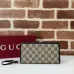 Gucci Zip-Around Wallet with Signature GG Canvas, Orange Trim &amp; Detachable Strap, Stylish &amp; Practical for Everyday Use #A56006