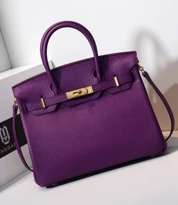 Hermes Purple Leather Birkin Handbag with Gold Hardware #A63897