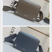 LOEWE Blue Leather Crossbody Bag With Minimalist Design And Adjustable Strap size:23×18×9cm #A54073