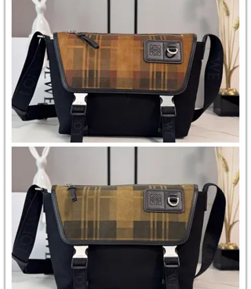 Loewe Flex Messenger Bag (822513) - Medium Size, Plaid Canvas &amp; Suede, Anagram Logo, Adjustable Strap #A59982