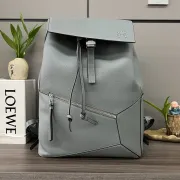 Loewe Puzzle Backpack In Light Gray Pebbled Leather With Signature Design #A50978