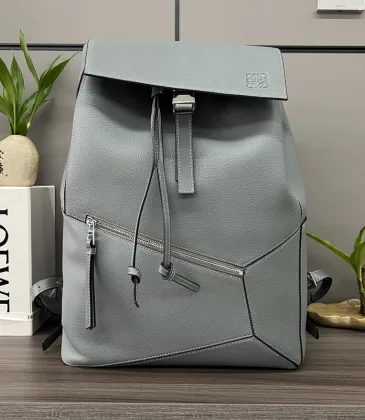 Loewe Puzzle Backpack In Light Gray Pebbled Leather With Signature Design #A50978