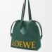 Loewe Green Leather Drawstring Tote Bag With Bold Branding For Chic Everyday Use #A50065